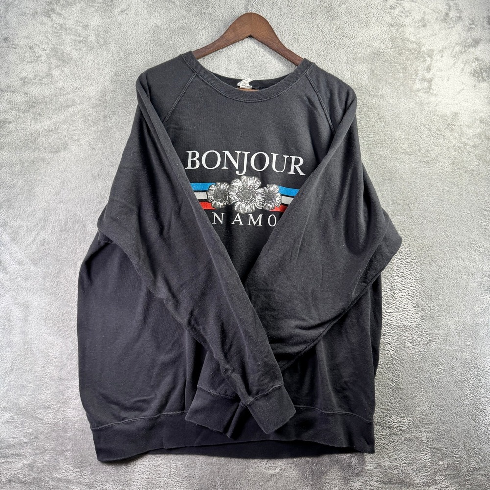 Daisy Street Bonjour Mon Amour Womens Size 10 Sweatshirt Black Long Sleeve - Picture 6 of 9